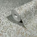 Papel pintado no tejido de color azul, motivo de pan de oro naturaleza floral