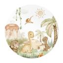 Póster infantil Pequeños dinosaurios en un gran viaje de exploración - Oliver Robins - Redondo