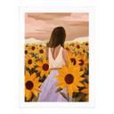 Póster Mujer en un campo de girasoles - Goed Blauw