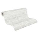 PVC-fri tapetsten - ikke-vævet tapet med stenlook fra A.S. Création hvidgrå 386372