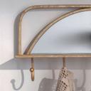 Metall Wandregal Spiegel mit Kleiderhaken - Goldoptik - 60x29x14 cm