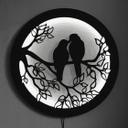 Décoration lumineuse LED en MDF - Deux oiseaux sur une branche