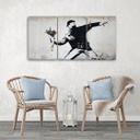 3 stykke lærredstryk, Banksy Graffiti kunstblomster