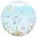 Tapet cirkel Oliver Robins - Underwater Friends - vliesetapet/selvklæbende non-woven tapet
