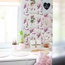 Tapet med mønster - illustrerede blomster - pink
