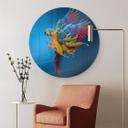 Tableau sur verre rond Almawash - Le perroquet et le jeu des couleurs