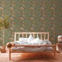Papel pintado estampado con hojas y hierbas verde caqui - papel pintado tejido-no tejido jungla