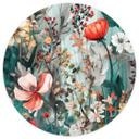 Tapet cirkel Forårseng med blomster - Jaszke - vliesetapet/selvklæbende non-woven tapet