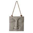 Buddha Gesicht Wandskulptur - Asiatische Wanddeko aus Kunststein - mit Seil 40x40 cm