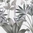 Papel pintado selva en estilo gráfico blanco y negro - Papel pintado no tejido hojas de palmera
