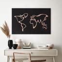 Geborsteld Alu-Dibond met goud-, zilver- & kopereffect - Wereldkaart Line Art
