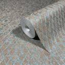 Papel pintado tejido-no tejido de color marrón, azul diamante patrón gráfico geométrico