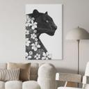 Lienzo pantera negra con flores blancas - Korenkova