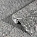 3D-look grå grafisk non-woven tapet 