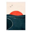 Póster de tela puesta de sol junto al mar con palomas - Kubistika