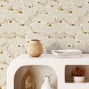 Tapet med mønster Minimalistiske blomster i creme og guld | Blomstret non-woven tapet - Annick