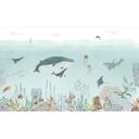 Papel pintado infantil Aventura submarina con animales marinos - azul - Oliver Robins