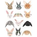 Wallsticker Kaniner med briller - Melin (12 stk.)