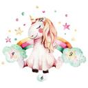 Sticker mural et horloge Kvilis - Rêve de licorne 