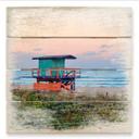 Cuadro de madera Casa salvavidas Miami - 40x41,5 cm