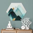 Hexagon Dibond Abstrakte bjerge i guld og blå - SpaceFrog Designs
