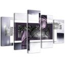 5 stykke lærredstryk Abstrakt Violet Grey