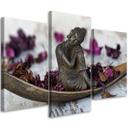 3 stykke lærredsprint, Buddha Zen blomster lilla