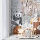 Fototapet grå farverig - jungledyr panda elefant surikat - Ikke-vævet tapet