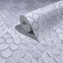 Papel pintado no tejido flores, aspecto 3D geométrico mate en blanco 