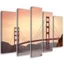 5 stykke lærredstryk, San Francisco Golden Gate Bridge