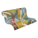 Papel pintado tropical petróleo y rojo óxido - Papel pintado no tejido en estilo jungla retro
