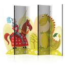 Screen room divider - Drage og ridder , 5-delt - 225x172 cm