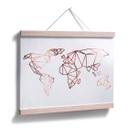 Plakat - Origami Verdenskort - Rosegold-optik