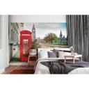 fototapet Designwalls non-woven tapet Phone Booth London i rød og brun 
