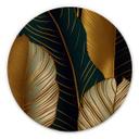 Cuadro de madera hojas de palmera doradas abstracto - redondo