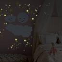 Muursticker  Wolken en Maan met Glow in Dark Sterrenhemel