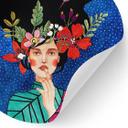 Vinilo decorativo Mujer con colibrí en la noche estrellada - Hülya - Redondo