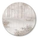 Glasschilderijen Bos aan het meer in beige mist - Ms Tiff - Rond