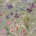 Papier peint intissé motif floral sur fond vert avec papillons