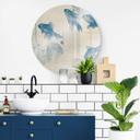 Tableau sur verre poissons bleus - Rond