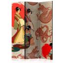 Screen room divider - Gåture i Kyoto: Geisha, 3-delt