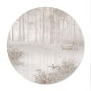 Poster Bos bij het meer in mist in beige - Ms Tiff - Rond