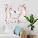 Sticker mural Kvilis - Couple de lamas + Texte à personnaliser