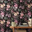 COSMOPOLITAN blomstertapet akvarel sort farverig - Ikke-vævet tapet blomstret moderne