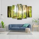 Lærred print 5 styk, skov træer natur