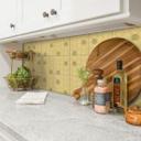 Azulejos Adhesivos Boho - círculos sol amarillo antracita - lote de 12