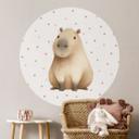 Wallsticker til børneværelset Sweet Capybara med konfetti - Rund