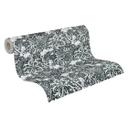 Papel pintado con zarcillos y flores en blanco y negro - papel pintado no tejido de flores