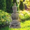 Meditierender Buddha aus Kunststein, betongrau | 15x11x25 cm
