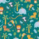 Farverigt børnetapet: Grønt og gult jungletapet med dyr, Made in Germany Little Love